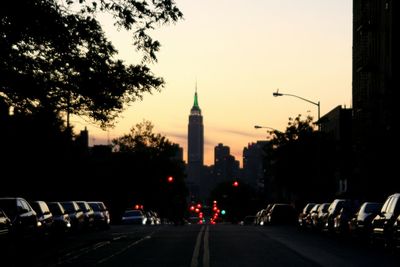 City street at sunset