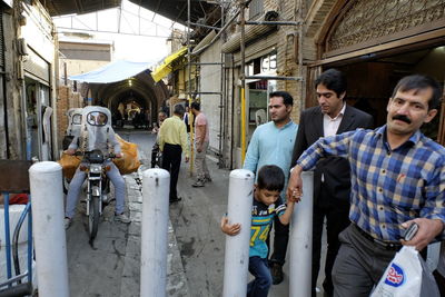 People standing on bus