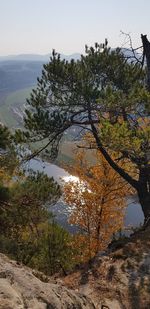 Scenic view of landscape against sky during autumn