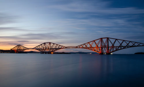 Bridge over river against sky during sunset