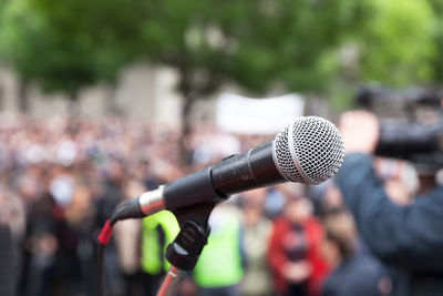 Close-up of microphone in event