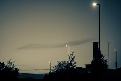 Low angle view of silhouette trees against sky at dusk