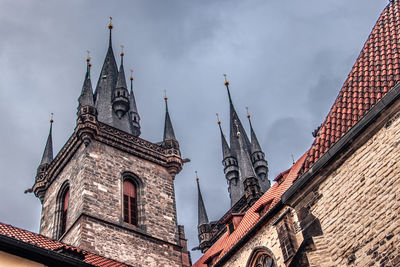 Low angle view of temple building against sky