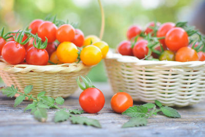 Close-up of tomatoes in basket