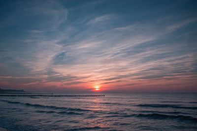 Scenic view of sea at sunset