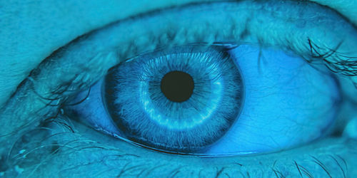 Blue lighting with light ring and women's eye