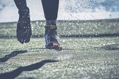Close-up of water against sky