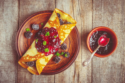 Directly above shot of food on table