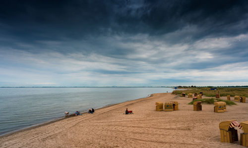 Beach chairs on timmendorfer strand, baltic sea. germany.