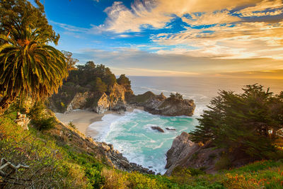 Scenic view of sea against sky at sunset