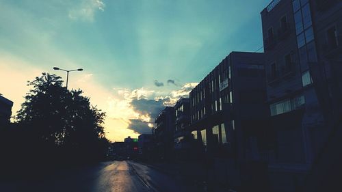 Road with buildings in background