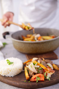 Close-up of food on table