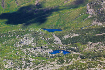 High angle view of water flowing through rocks