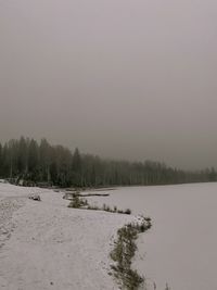 Scenic view of frozen lake against sky during winter