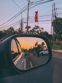 Cars on road seen through glass