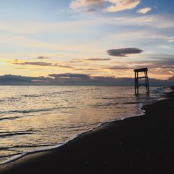 Scenic view of sea at sunset