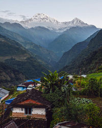 Scenic view of mountains against sky