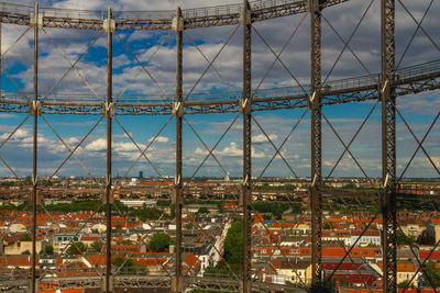 High angle view of buildings in city