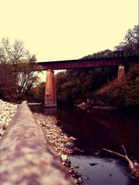 Bridge over river against clear sky