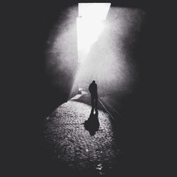 Full length of woman standing in pond