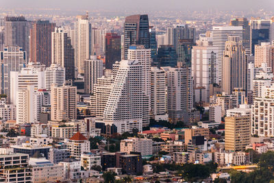 High angle view of buildings in city