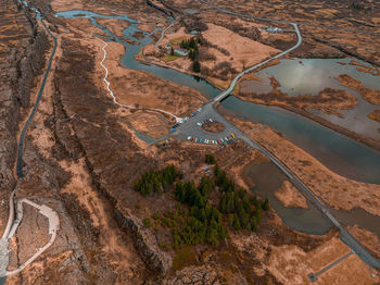 The well visible tectonic plate at thingvellir national park in iceland.