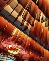 Low angle view of illuminated lanterns hanging on ceiling