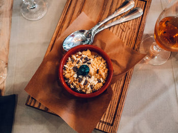 High angle view of food on table