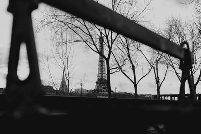 Close-up of silhouette tower against sky