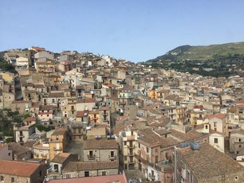 High angle view of townscape against sky