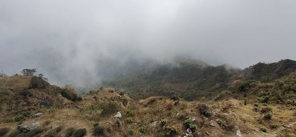 Scenic view of mountains against sky