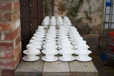 Close-up of chess pieces on table