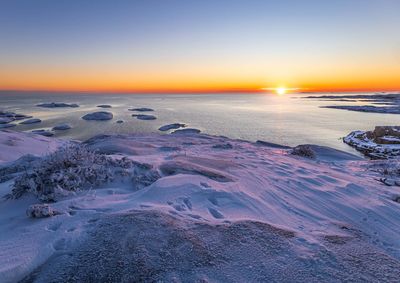 Scenic view of sea against sky during sunset