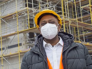 Portrait of man wearing mask