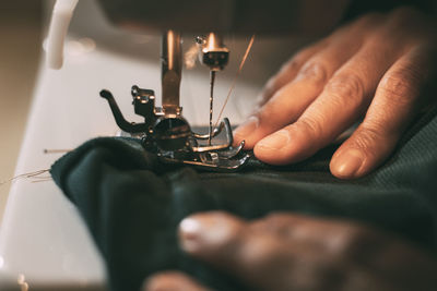 Close-up of sewing machine