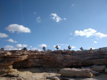 Panoramic view of rocks against sky