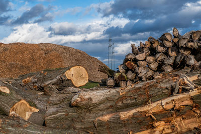 Rock formations on land against sky