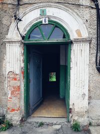 Closed door of old building