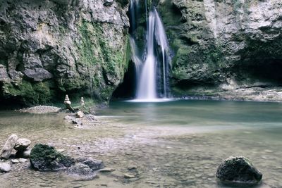 Scenic view of waterfall