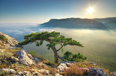 Scenic view of mountains against sky