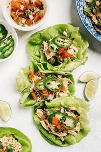 Cilantro lime shredded chicken lettuce wrapped tacos