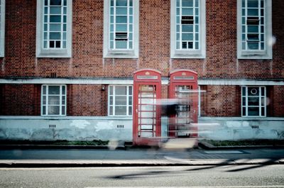 Red door of building