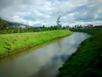 Scenic view of landscape against cloudy sky