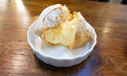 Close-up of ice cream in plate