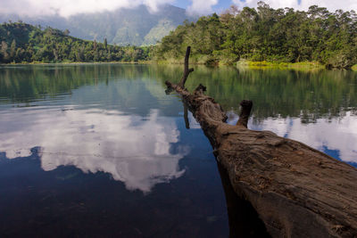 Scenic view of lake against sky