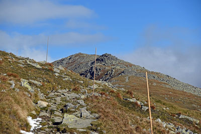 Scenic view of rocky mountains against sky