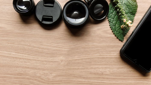 High angle view of coffee on table