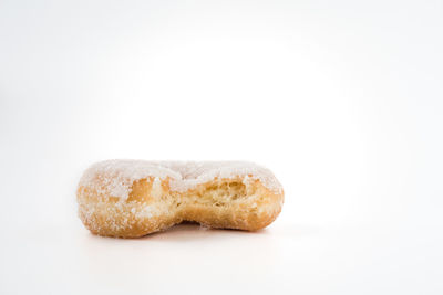 Close-up of cookies against white background