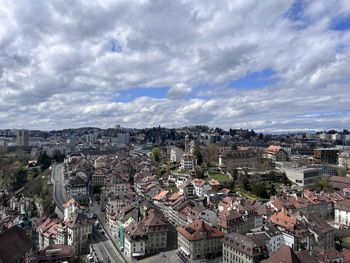 High angle view of townscape against sky