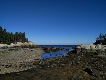 Scenic view of sea against clear sky